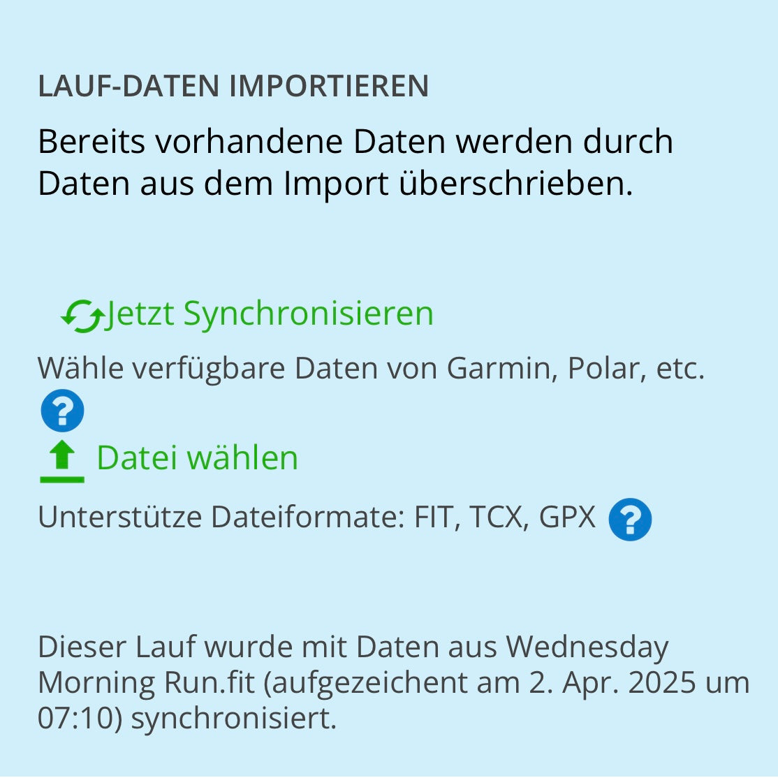 Daten aus Apple Watch in Laufcampus Web App importieren