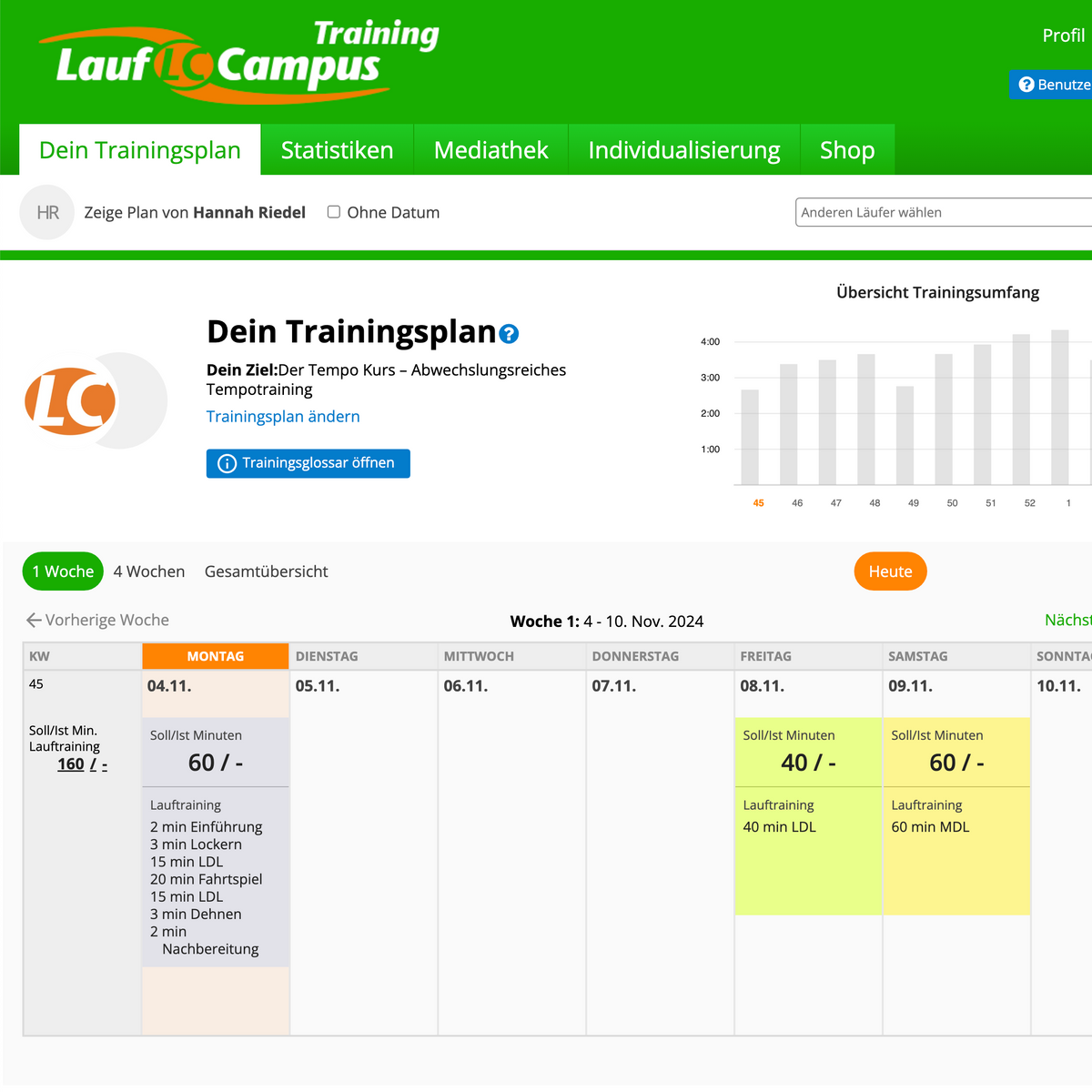 Laufcampus Training | Nutzung der Web App für Trainer (04/2026)
