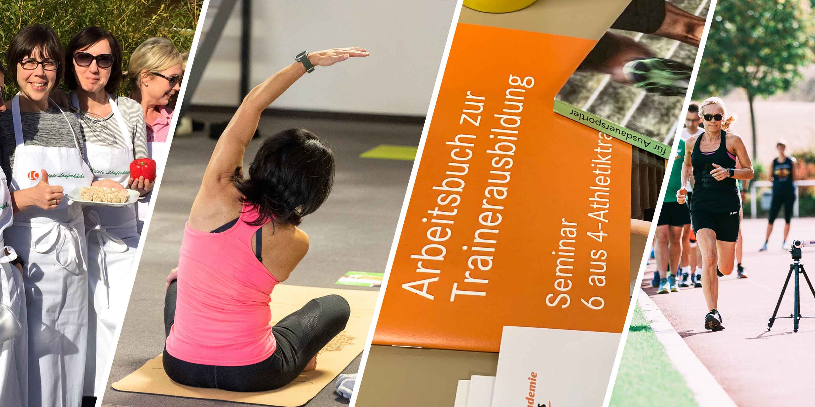 Die Laufcampus Akademie hat die meisten Angebote zur Lauftrainer Ausbildung, auf dem Bild ist eine Collage zu sehen.