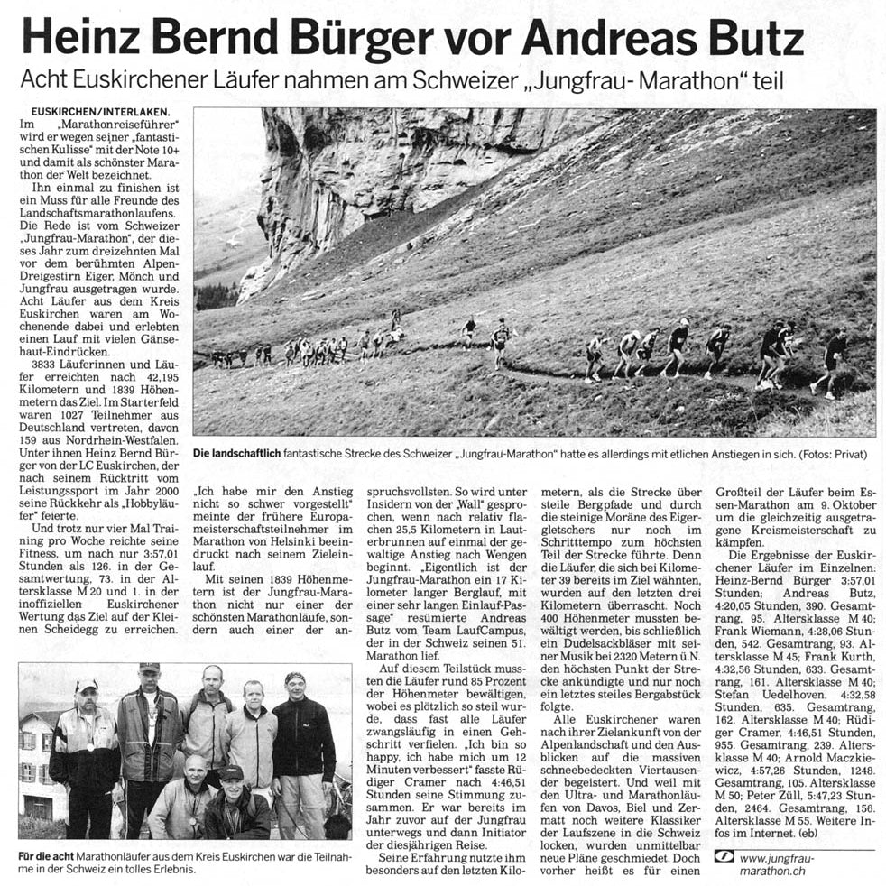 Andreas Butz beim Jungfrau Marathon